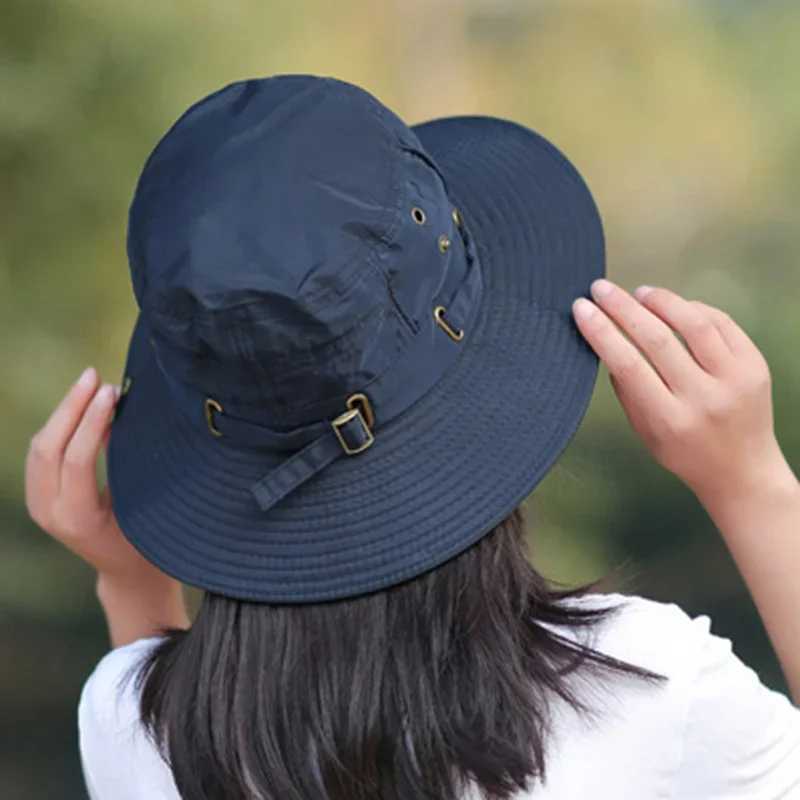 Bob Caps Wide Brim Bucket Hat UV Protection Waterproof Folding Breathable Fishermans Hat Mens Sports Hiking Panama Hat W250217