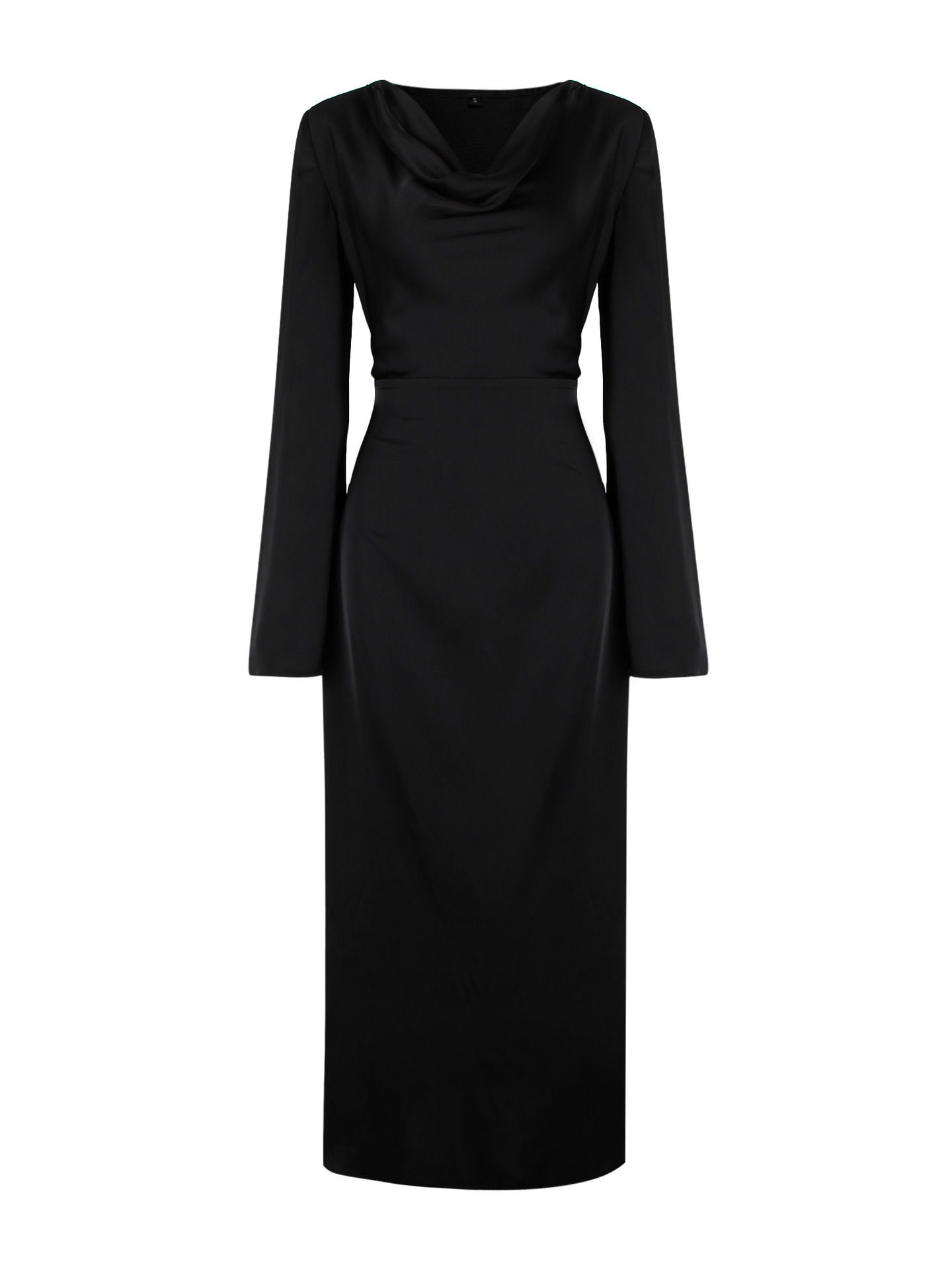 W17295 Body shape women's clothing long sleeve loose tie waist black long skirt high-end temperament dress female