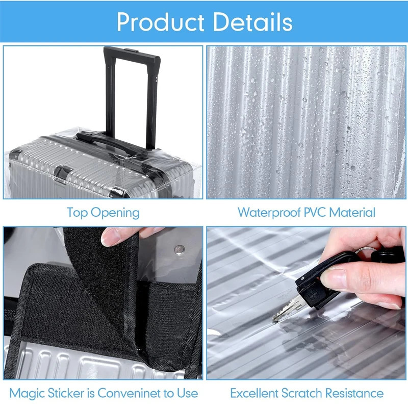 Full Transparent Luggage Protector Cover PVC Waterproof Dustproof Durable Suitcase Cover Protector Travel Accessories 250214