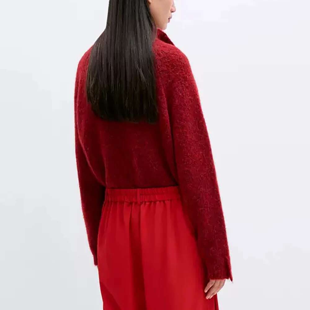 Wool Blend Women Pullover Y2k Single Breasted Decoration Simple Fashion Elegant Commuter Hundred Knit Tops Sweater Fall