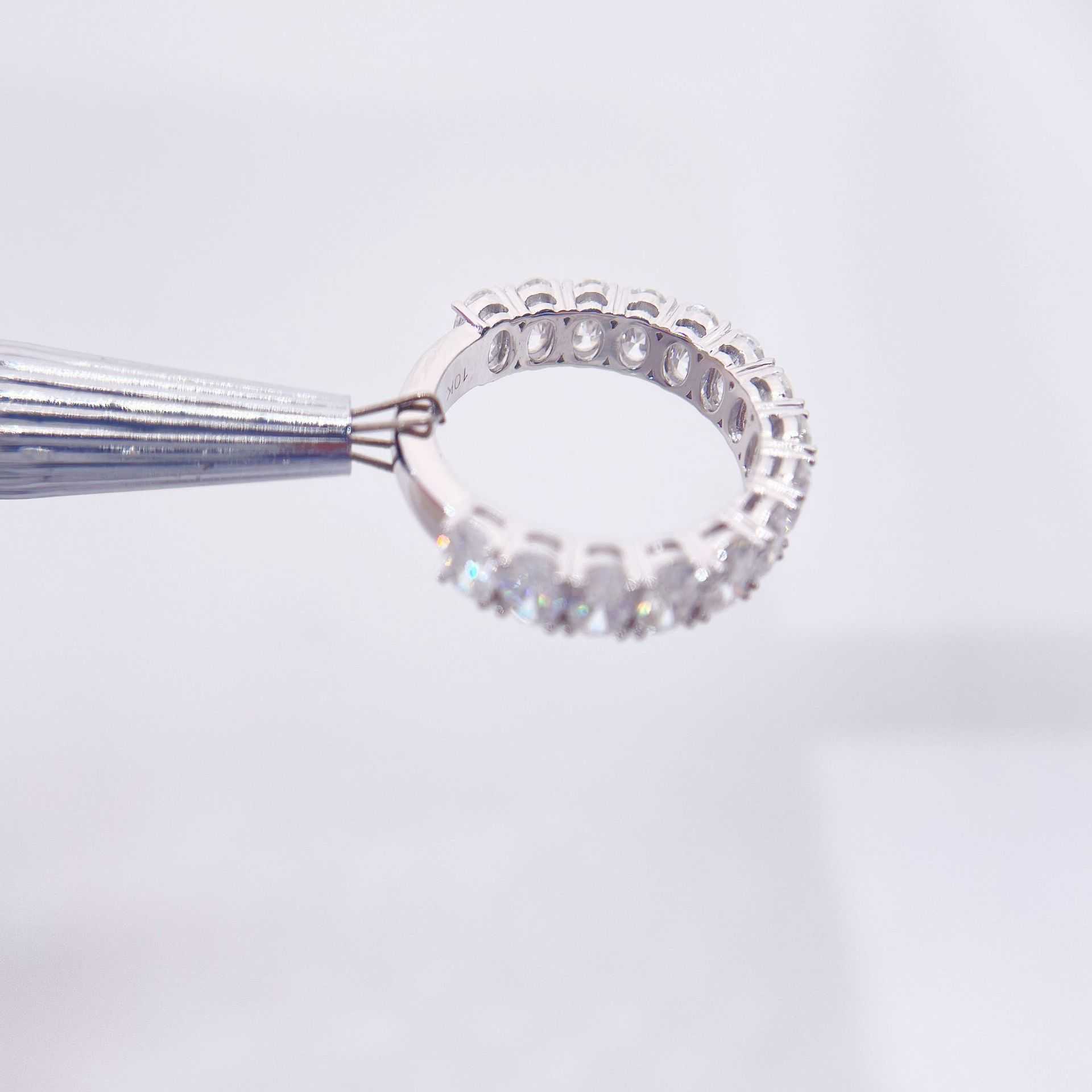 Mousan Stone Ring S925 Silver Plated Platinum Round Dan shaped 30 minute Row Ring New Ins Ring