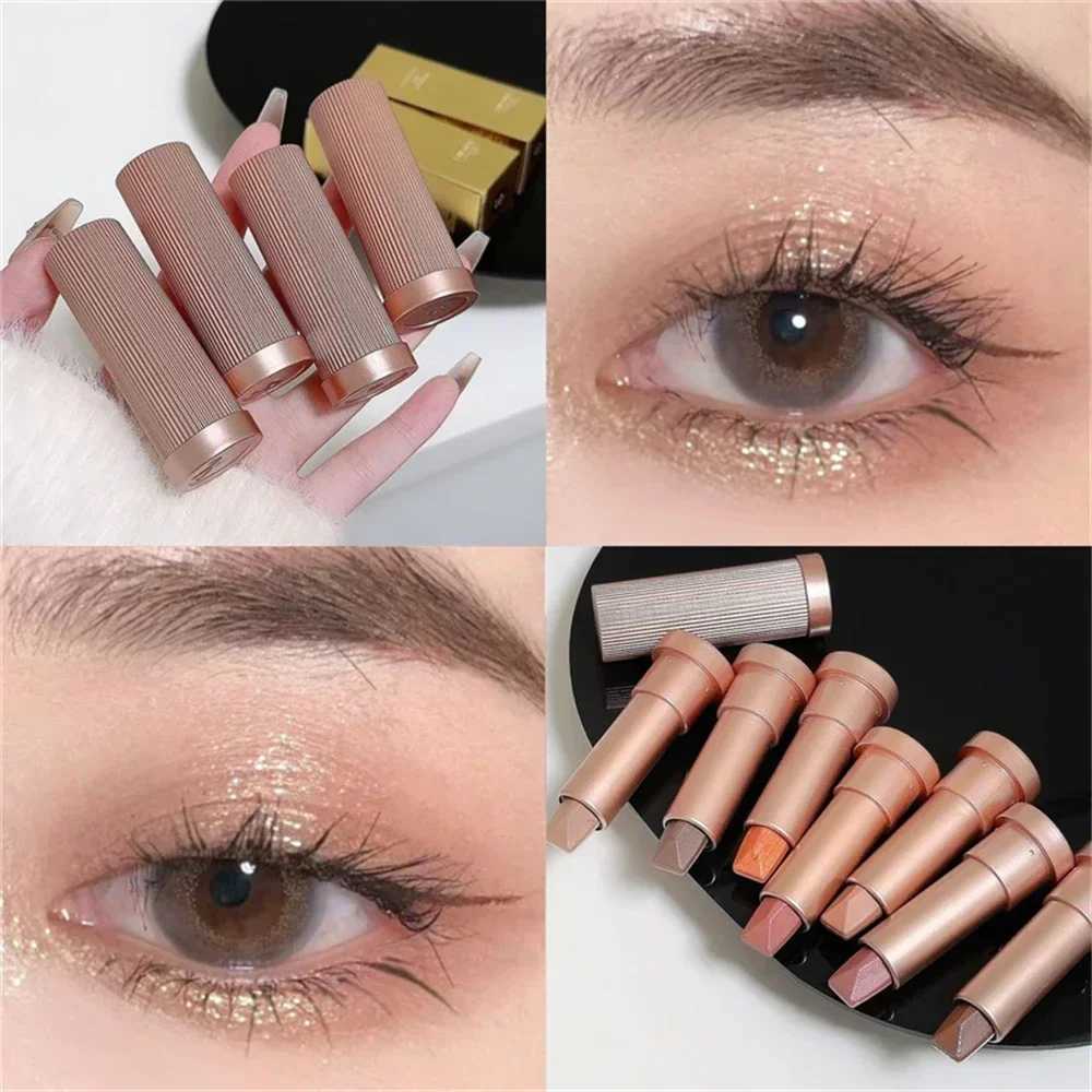 Gradient Double Color Glitter Eyeshadow Stick with Lazy Highlighter Eyeshadow Pen Contouring Brighten Waterproof Eye MakeupW250217