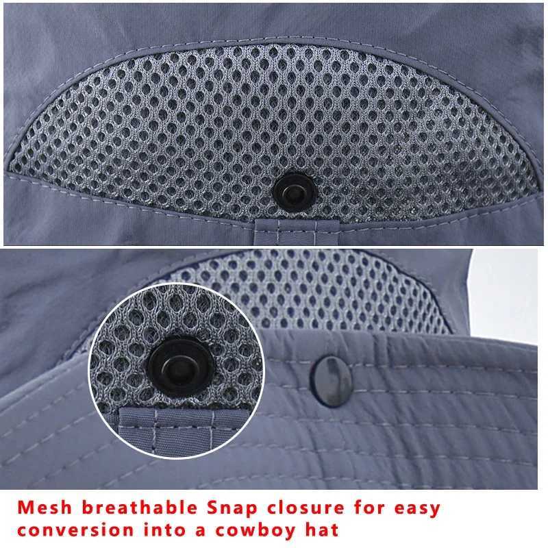 New Waterproof Bucket Hat Summer Men Boonie Hat Outdoor Sun Protection Wide Brim Panama Safari Hunting Hiking Fishing Sun Hat W250217