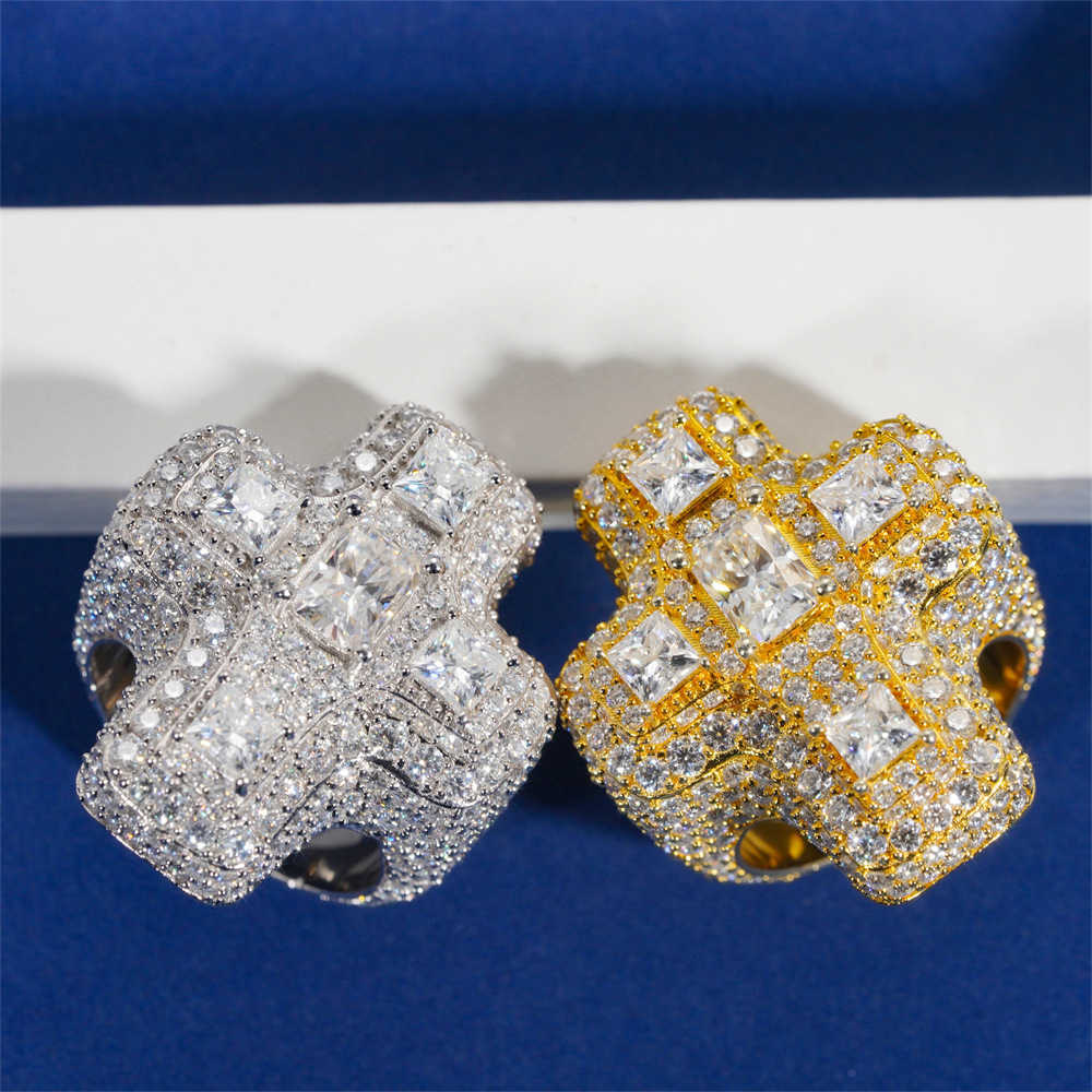 Hot selling S925 sterling silver D-color vvs moissanite ring hip-hop mens full diamond hip-hop ring accessories