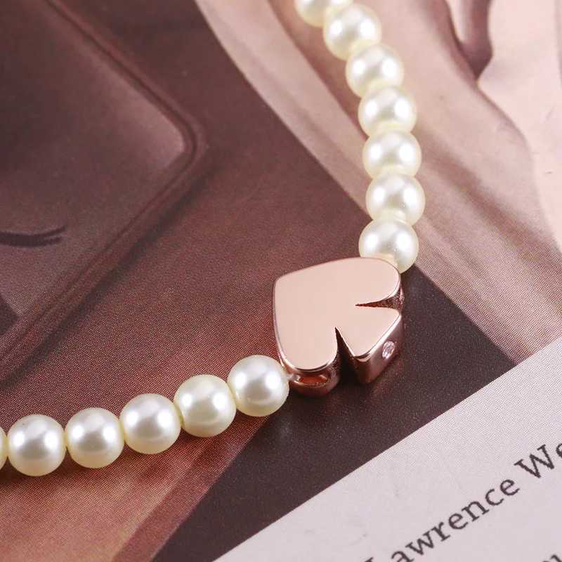 Charm Bracelets KS European and American New Unique Versatile Simple Fashion Heart Pearl Adjustable Bracelet J250217A4RE