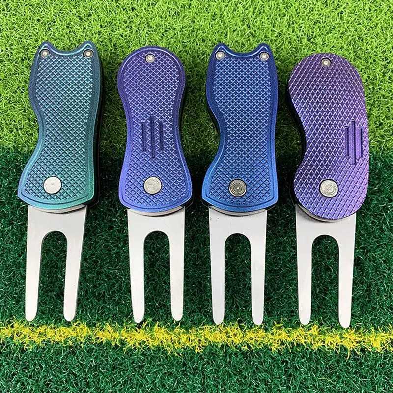 Golf Green Fork Golf Course Fork Divot Repair Tool Placing Green Fork Golf Accessories Golf Mark Locator with Hat ClipW250215