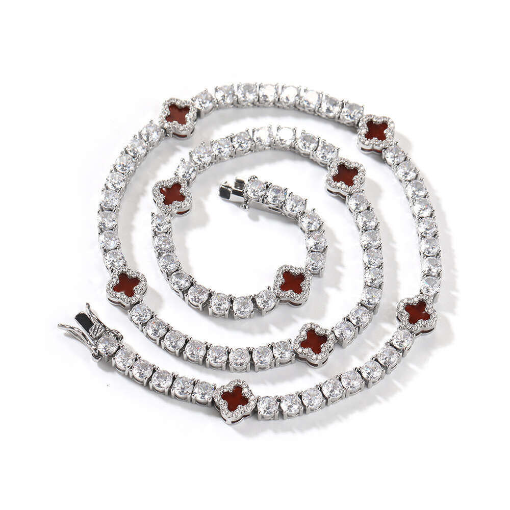 Ins style clover dia studded tennis necklace for women, exquisite and high-end collarbone chain accessories, summer new products