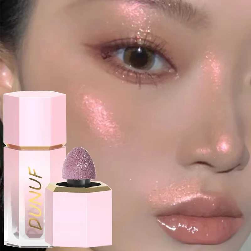 DUNUF Waterproof Glitter Liquid Highlighter Illuminator Makeup Highlighter Sponge Stick For Face Body Makeup For Women CosmeticsXJ250217