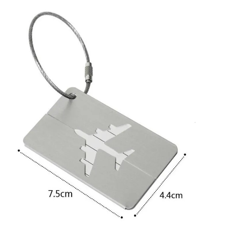 Aluminum Travel Luggage Tags Reusable Suitcase Baggage Labels Holiday Suitcase Labels Travel Bag ID Plane Identifier With Ropes 250214