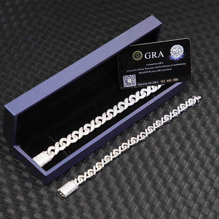 Infinite Diamond Bracelets 925 Silver Gold Plated VVS D Diamond Moissanite Cuban Link Chain Bracelet Men Women