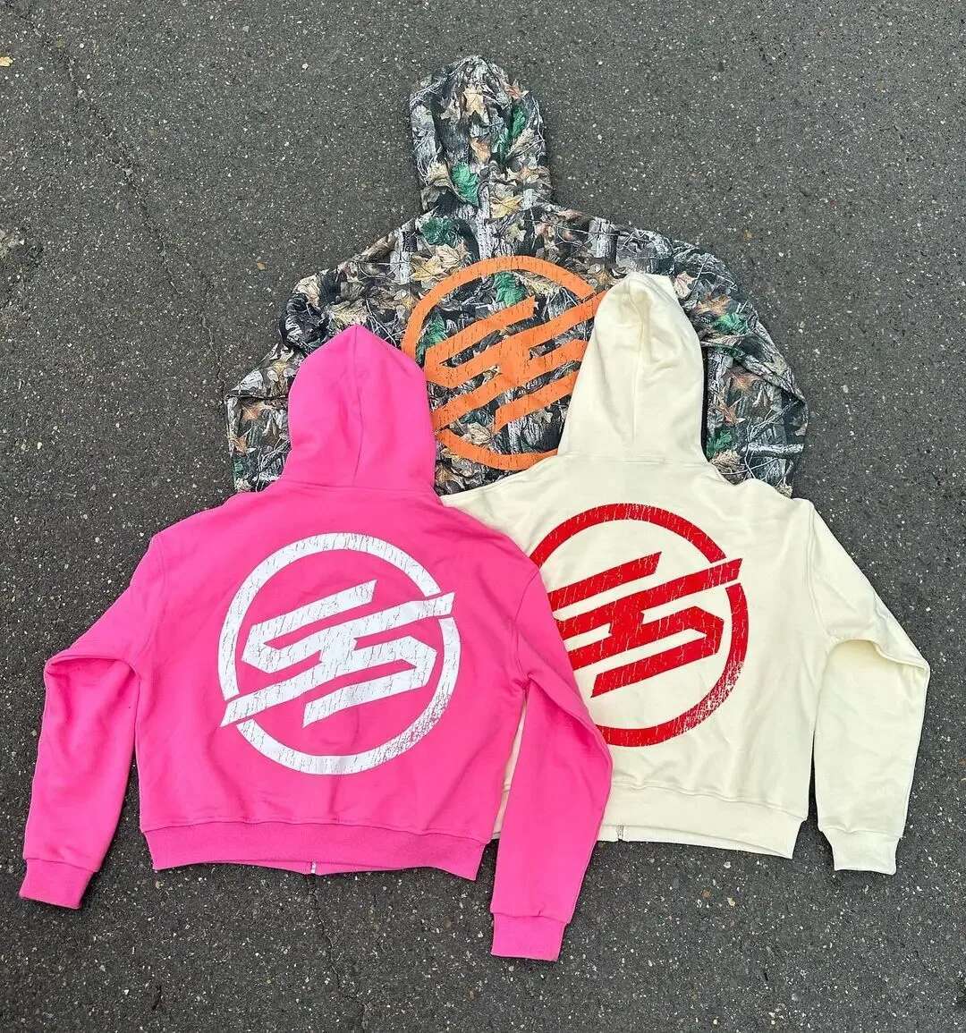 Rose red letter printed cardigan sweatshirt 2024 hip-hop new street zipper hoodie couple American washed trendy loose retro top