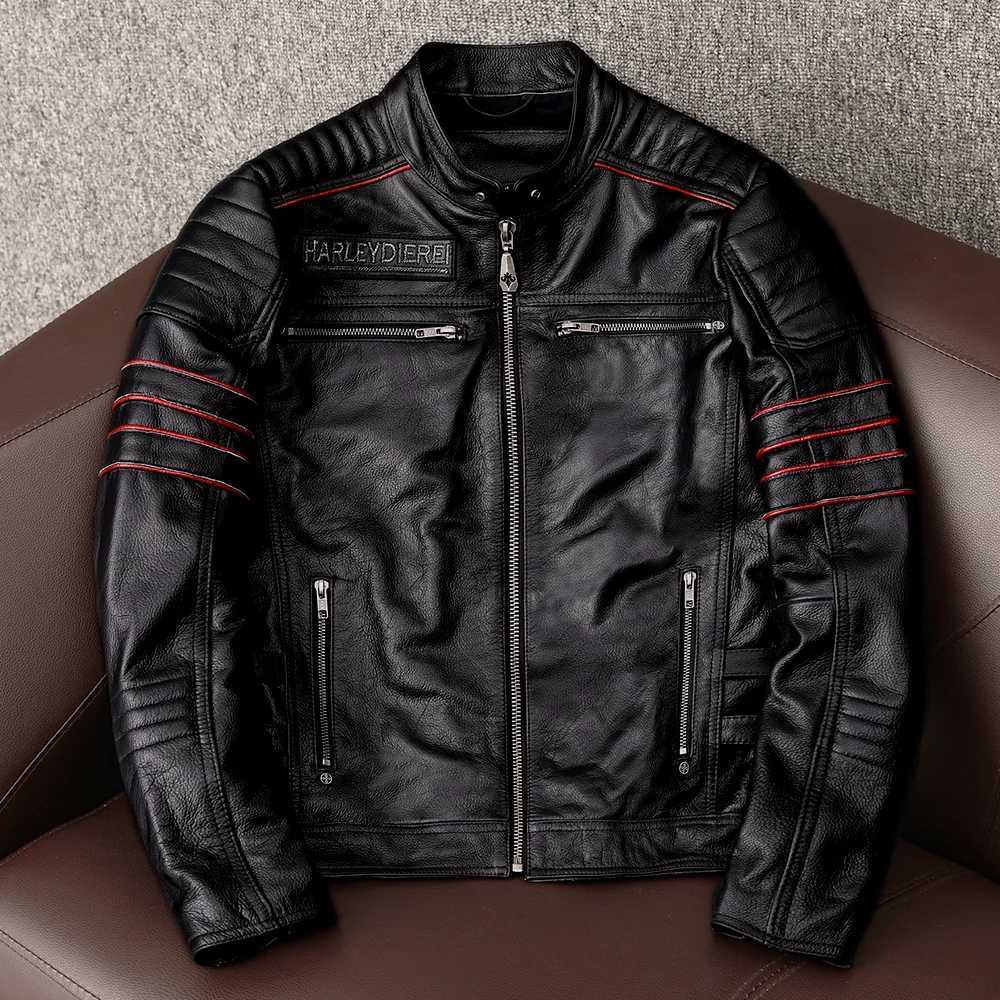 Men's Jackets New Motorcycle Men Cowhide Motocross Jacket Leather Winter Windproof Racing Suit Wear-resistant Moto Clothing For Harley z250217