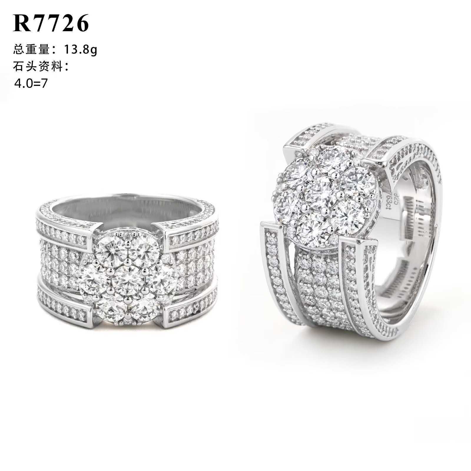 Mens Hip Hop Moran Ring Hip Hop Rap S925 Silver Inlaid Diamond Ring