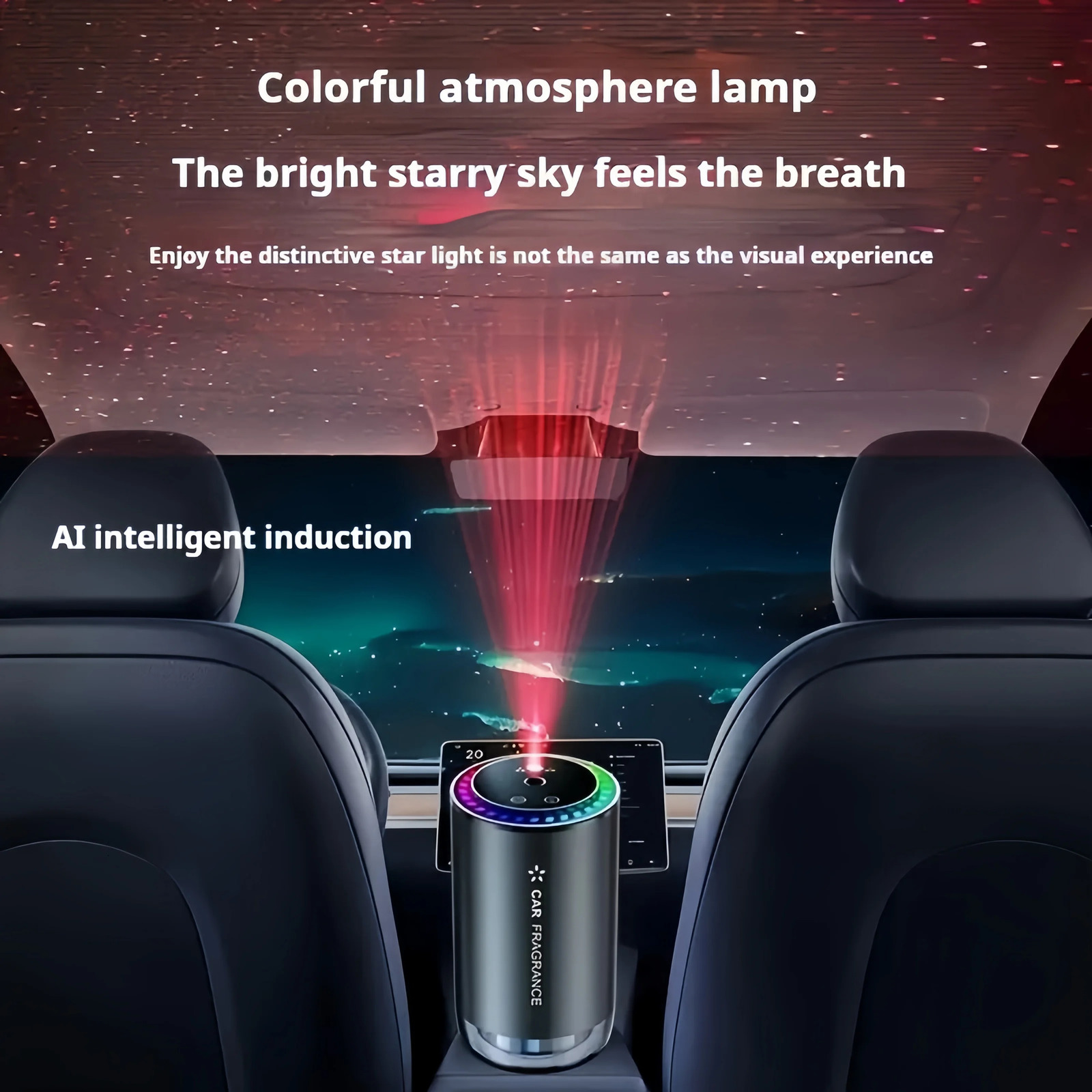 Smart Car Diffuser | Car Oil Diffuser with 1 Fragrance Total 50ml | Auto Switch Car Diffuser | Star Projector | Colorful Breat 250214