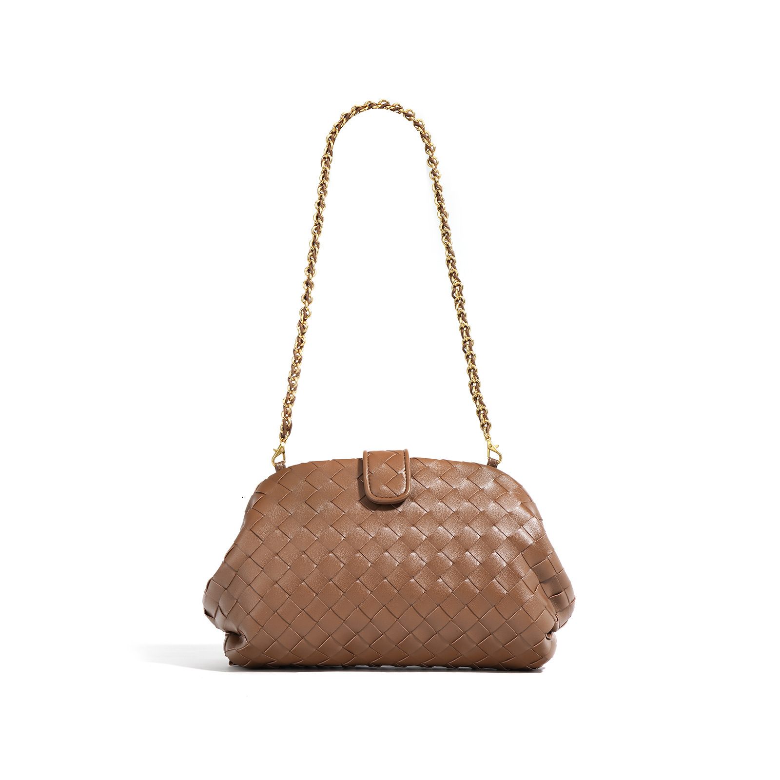 Bag 2025 New Chain Weaving Cloud Shoulder Armrest Handheld Genuine Leather Women's Bag Trendy Fashion