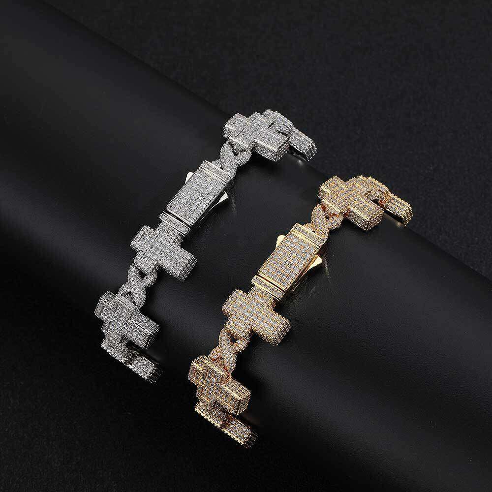 Hip hop collarbone chain zircon cross necklace high-end men's bracelet accessories