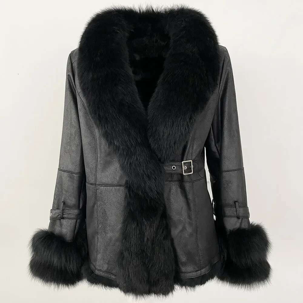 Raccoon Fox Collar Rabbit Jacket Thick Warm Outerwear Winter Women 2024 New er Real Fur Coat