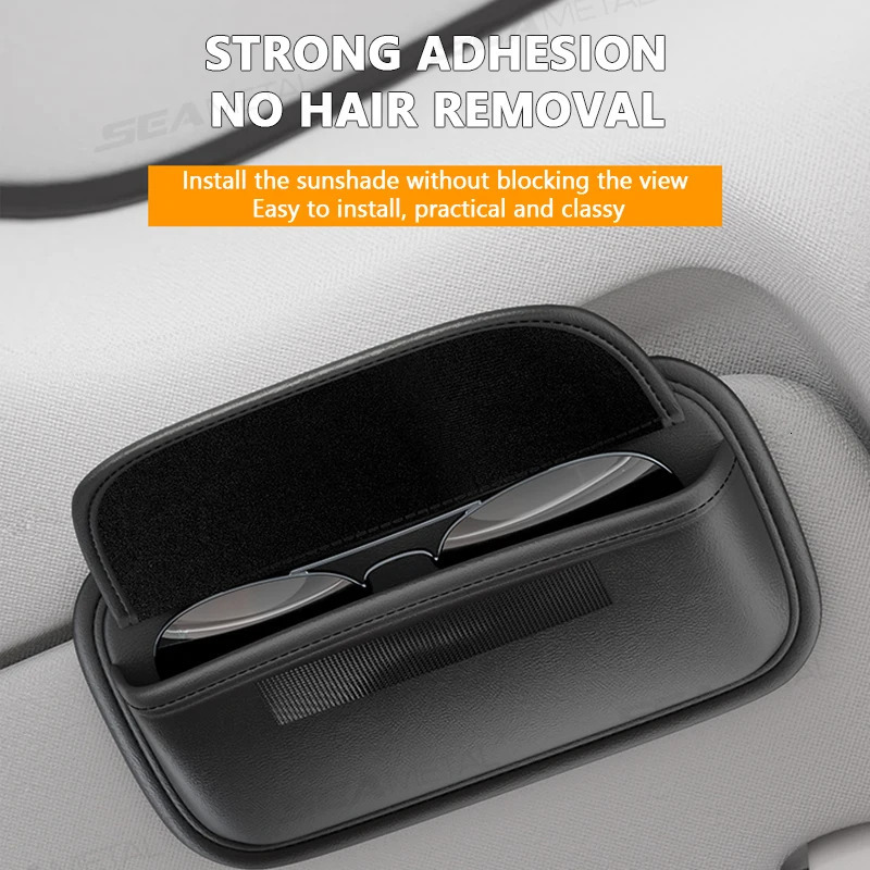 SEAMETAL Car Sun Visor Glasses Case Pu Leather Wear-Resistant Sunglasses Holder Storage Box Universal Eyeglasses Organizer Bag 250213