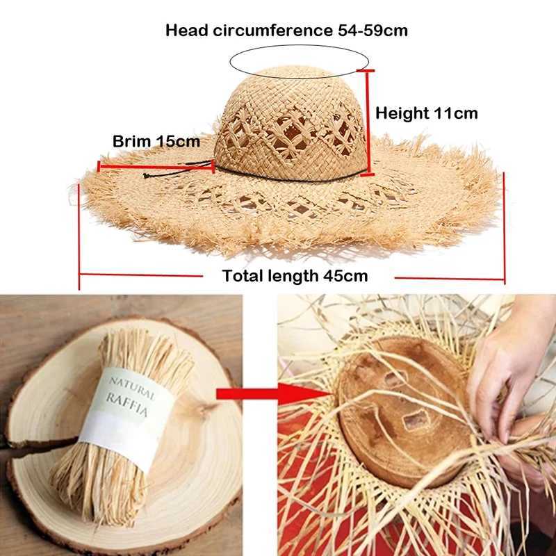 New Summer Womens Natural Cork Lafia Straw Hat Ribbon Bow Shadow Panama Hat Large Wide Brown Girls Vacation Beach Hat W250217