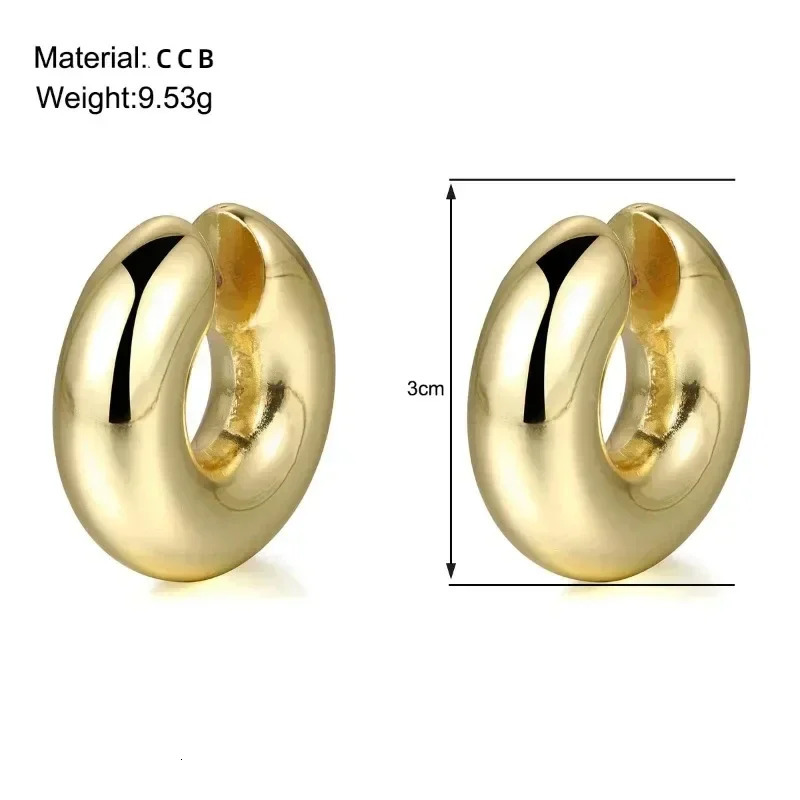 Punk Non Piercing Chunky Round Circle Clip Earring for Women Gold Plated C Shape Ear Cuff Stud Tube Thick Earclips Jewelry Gifts 250213