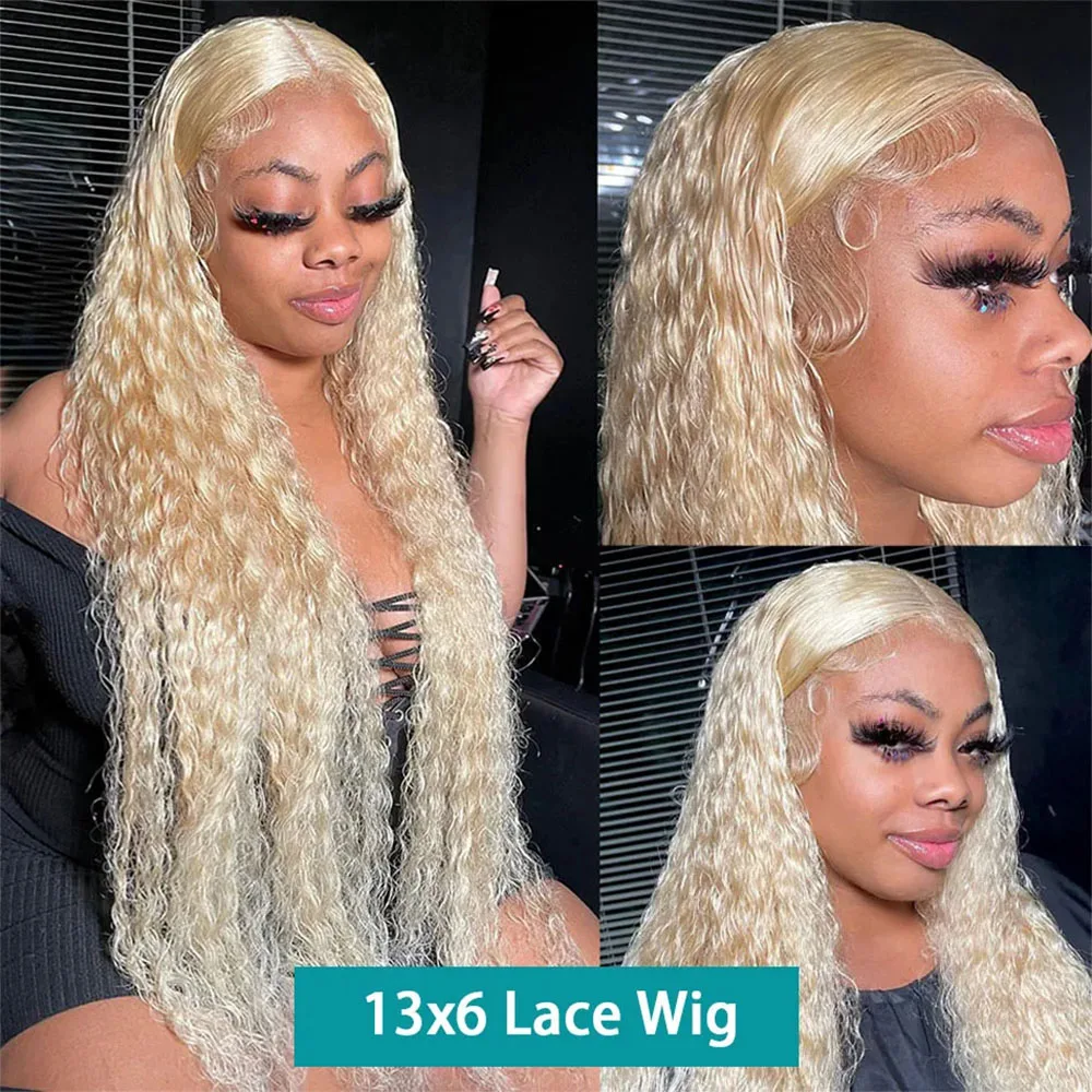 Free shipping 200density Brazilian 360 Hd 613 Blonde Wig 13x4 Lace Frontal Deep Wave Curly Silation Human Hair Wigs for Women
