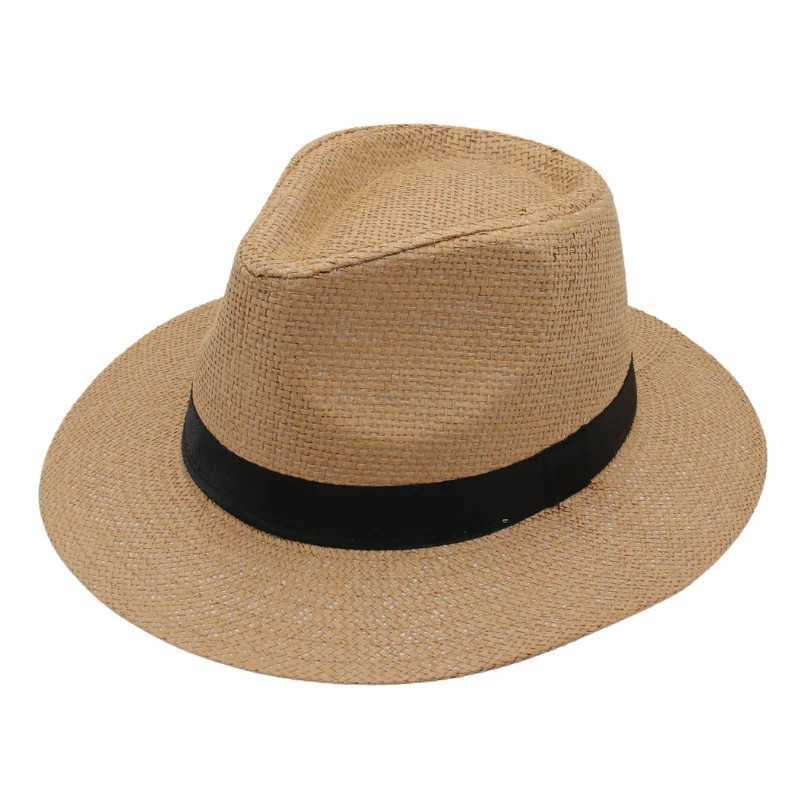 Natural Panama Straw Hats Women Men Summer Beach Sun Hat Outdoor UV-Protection Straw Cap Lady Casual Wide Brim Sun Caps 57-62cm W250217