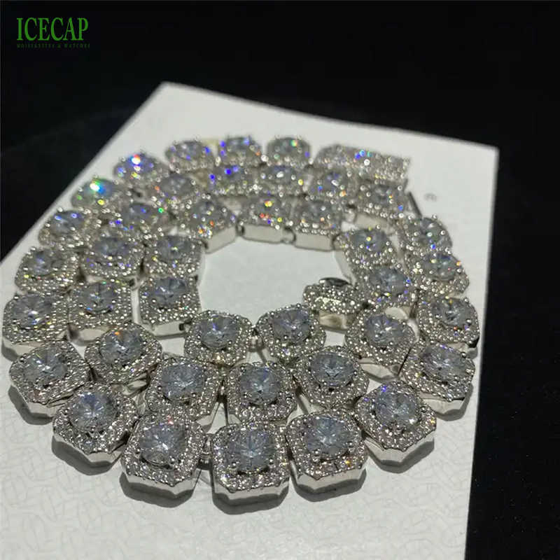 Icecap Fashion Jewelry Necklaces Full Iced Out VVS Moissanite Diamond Tennis Chain 925 Sterling Silver Chain For Men
