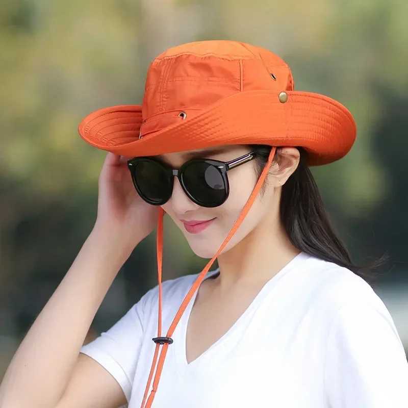 Unisex Summer Sunscreen Wide Brim Bucket Hats Women UV Protection Waterproof Panama Caps Hunting Sun Fisherman Hat for Mens Bob W250217