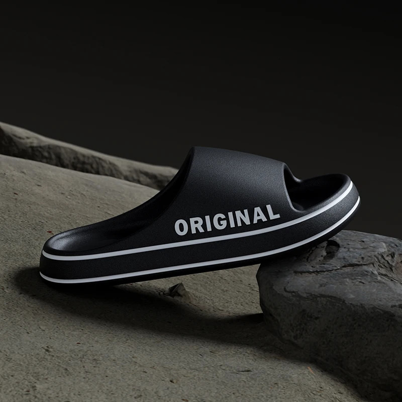 Feslishoet Women Letter Slippers Beach Slides Solid Color Mens Thick Sole Indoor Bathroom Anti Slip Shoes Summer Couple Sandals 250213