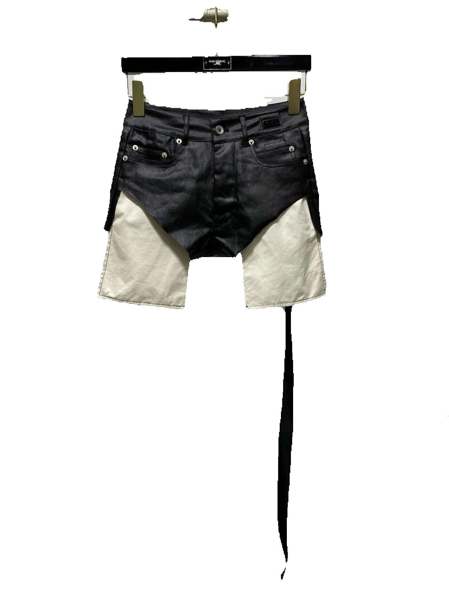 22Ss Owen Seak Women Casual Oil Wax Canvas Summer Gothic High Street Wear Trumpet Mermaid Black Short