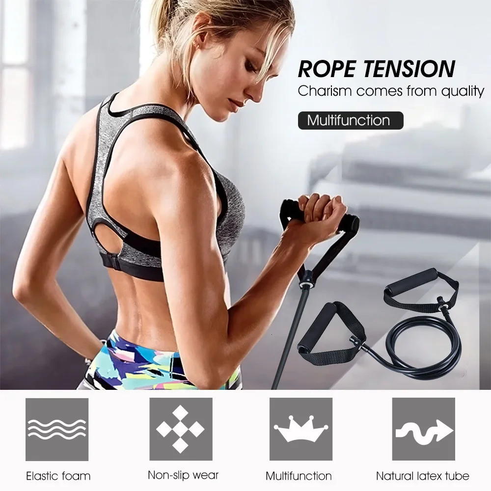 5 Levels Resistance Bands with Handles Men Yoga Pull Rope Elastic Fitness Exercise Tube Band for Home Workouts Strength Training 250213