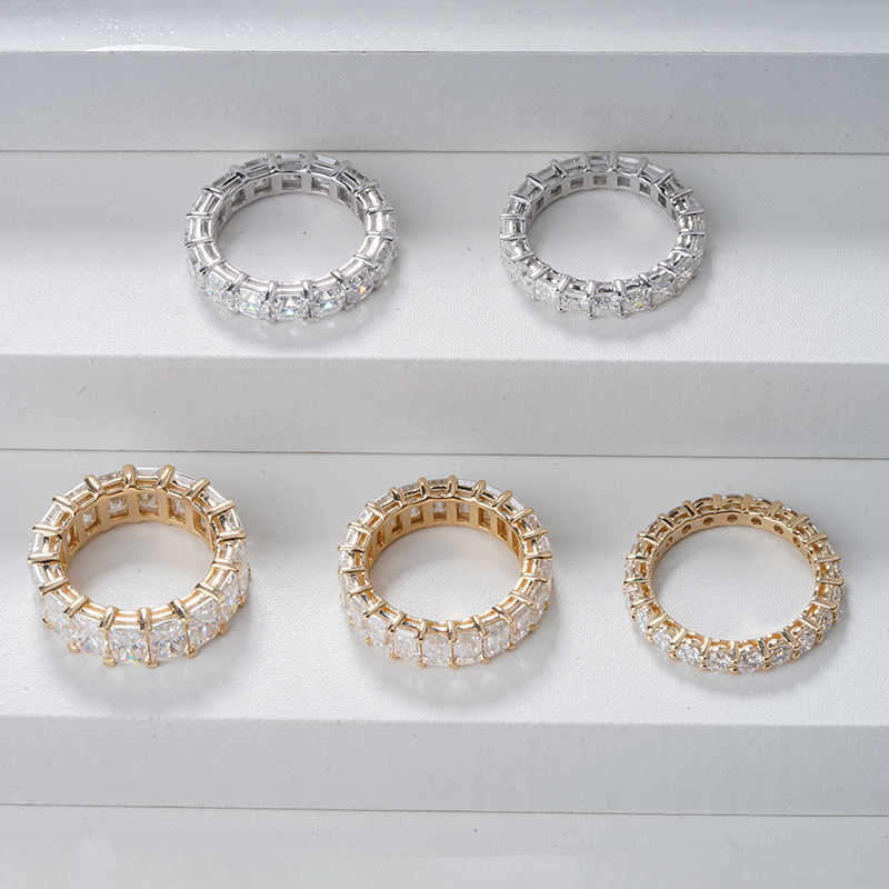 Starsgem Moissanite Eternity Band 14K Solid Gold Fancy Moissanite Wedding Ring