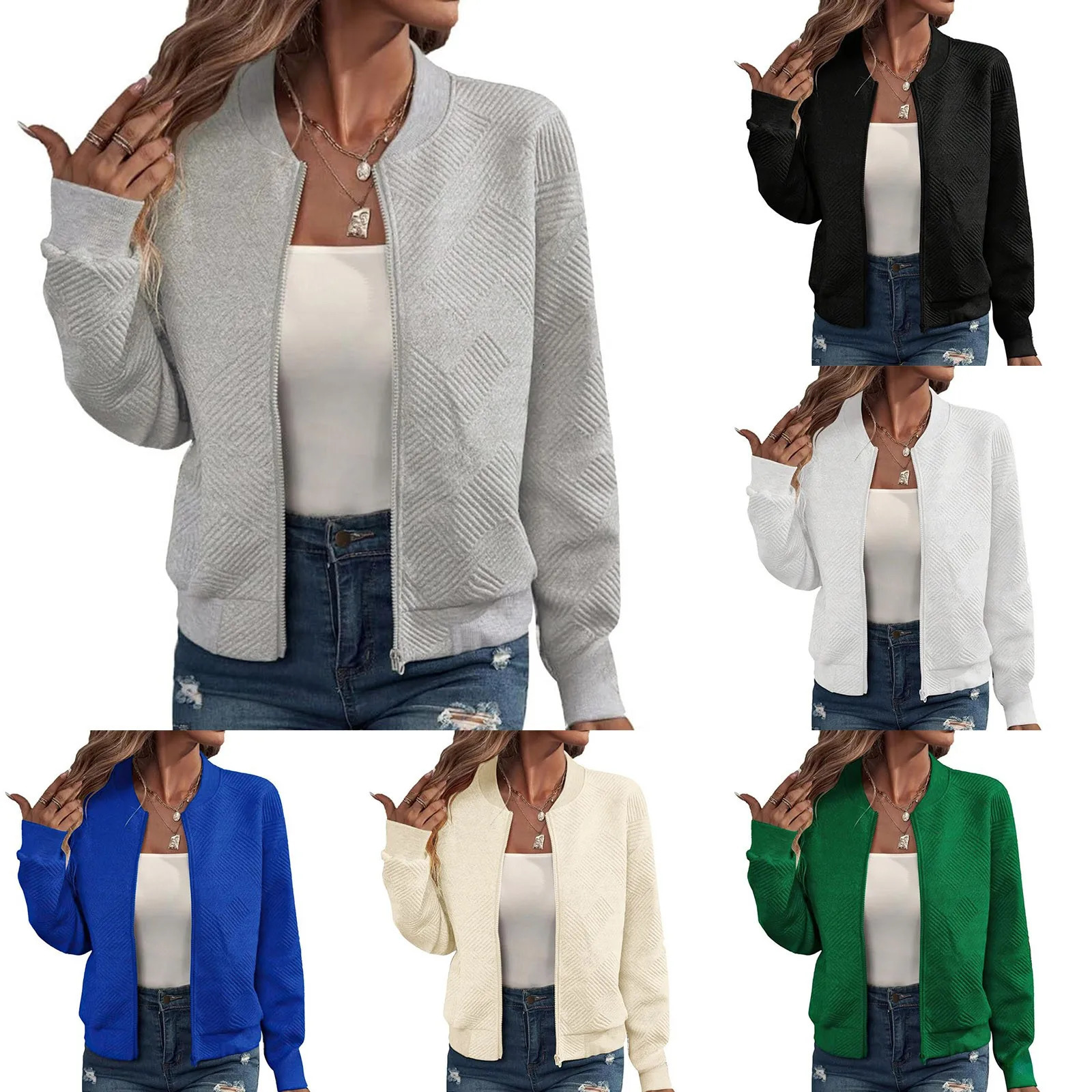 Autumn Bomber Jackets for Women Stand Collar Zip Up Coats Outwear Streetwear Harajuku Solid Color Jacket Chaquetas Para Mujeres 250211