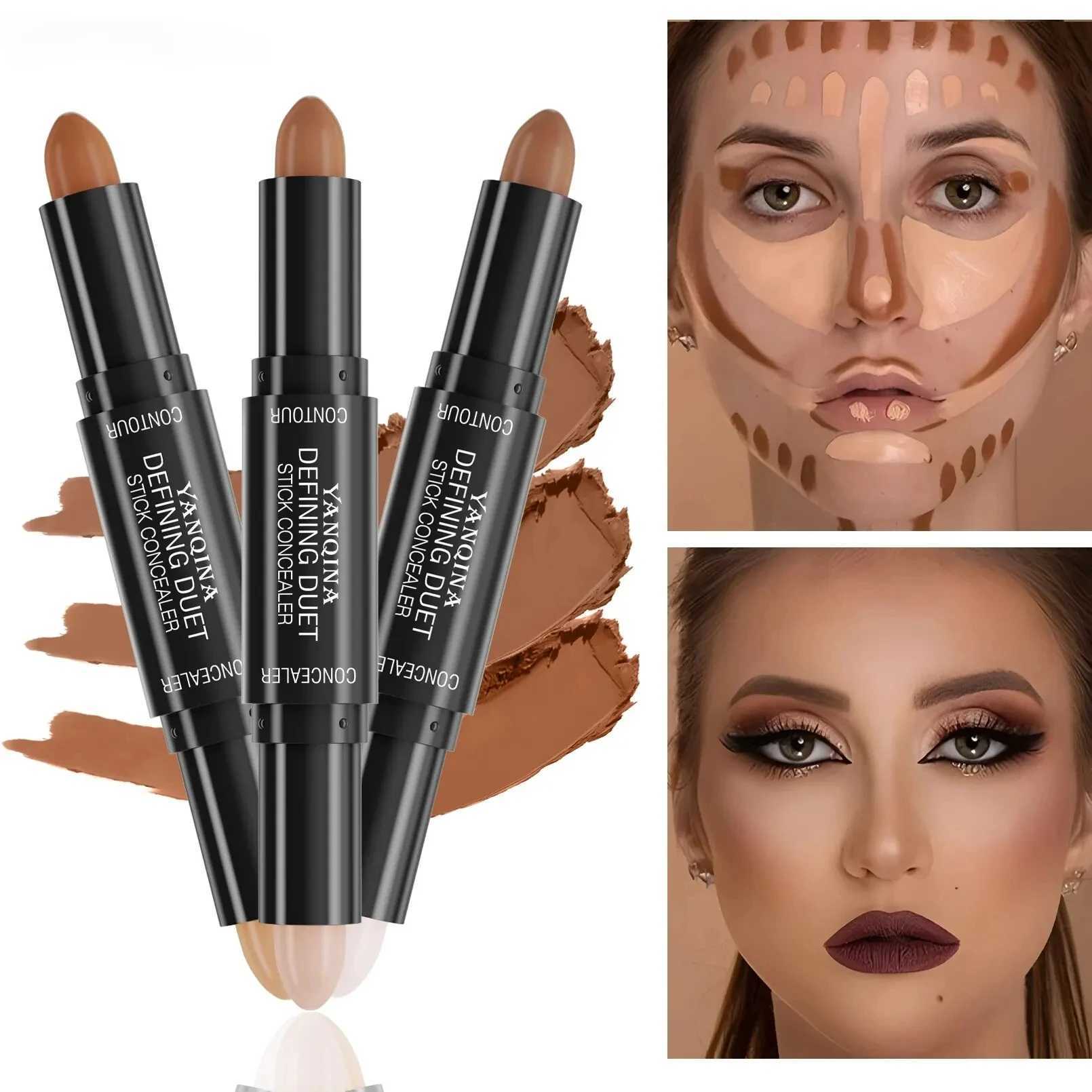 Double Head Contour Face Foundation Concealer Pen Long Lasting Dark Circles Corrector Contour Concealers Stick Cosmetic MakeupXJ250217