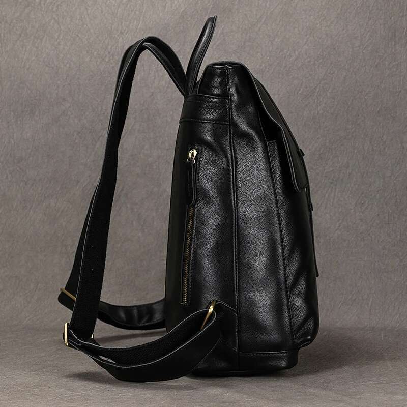 Luufan Top Grade Genuine Men Backpack Male Business Laptop Daypack Black Soft Leather Big Capacity Travel School Bag