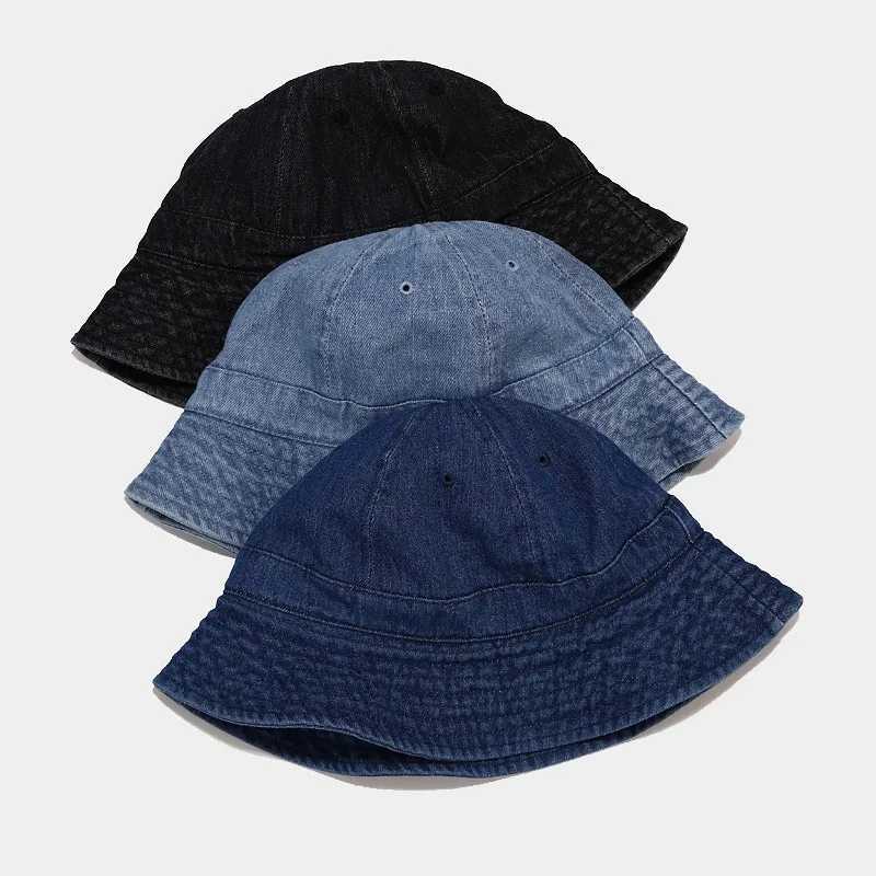2022 New Foldable Fisherman Hat Washed Denim Bucket Hat Unisex Fashion Bob Hat Hip Hop Hats Mens Ladies Panama Bucket Hat Cap W250217