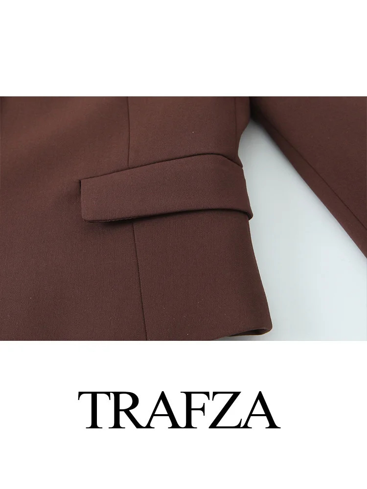 TRAFZA Women Mini Skirt Sets ONeck Pocket Decorate Solid Casual Short CoatHigh Waist Zipper 2 Piece Set Outfit 250214