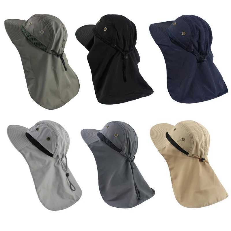 CAMOLAND Summer UPF50+ Sun Hats Women Mens Casual Boonie Hat With Neck Flap Outdoor Long Wide Brim Fishing Breathable Bucket Hat W250217