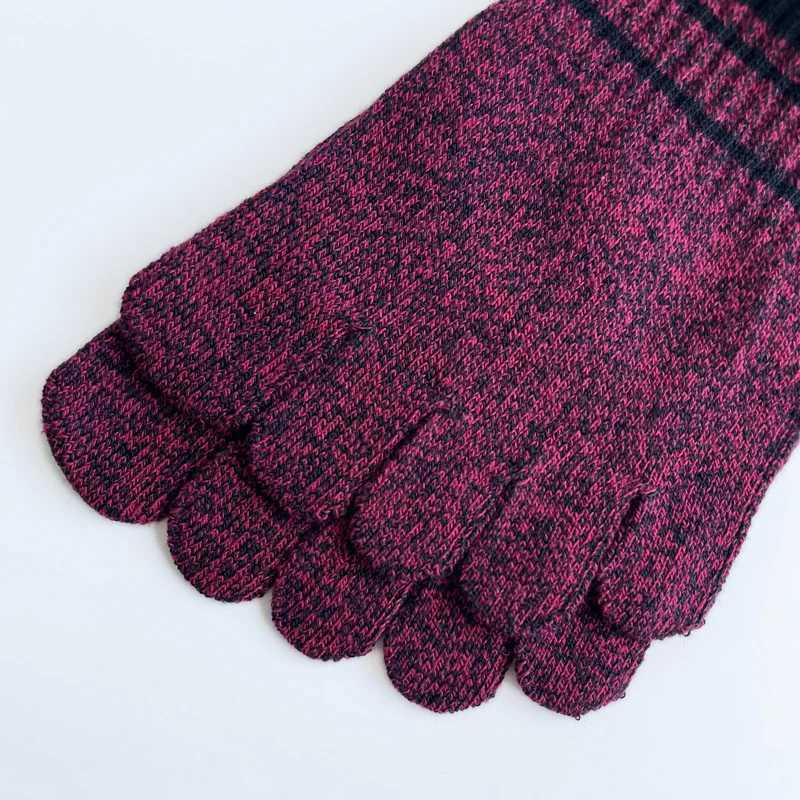 /4 Pairs Long 5 Finger Socks Mens Cotton Striped Colorful Compression Sweat-Absorbing Breathable Fitness Hiking Outdoor Toe Sock W250217