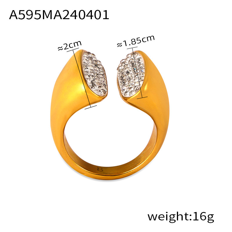 2025 Ins Sparkling Wedding Rings Luxury Jewelry Titanium steel Sparkling Crystal 18k Gold Fill High Quality Party Women Eternity Engagement Band Ring 