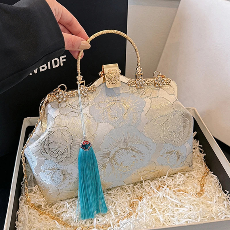 Womens Evening Clutch Exquisite er Party Clutch Tassels Bag Female Shoulder Bag Purses Handbag Wedding Banquet 250207