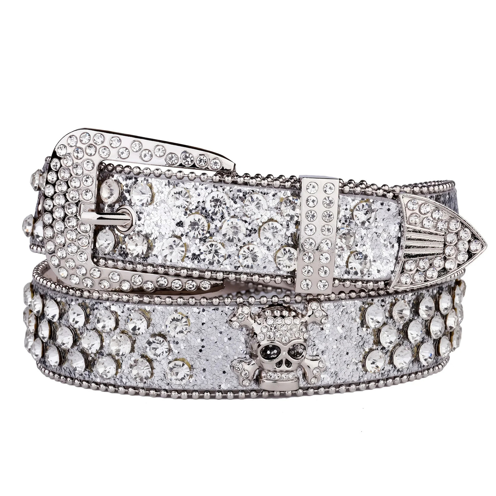 Rhinestone SkullBelt Western Cowgirl Belts For Women Girls Studded PU Leather Country Belt 250213
