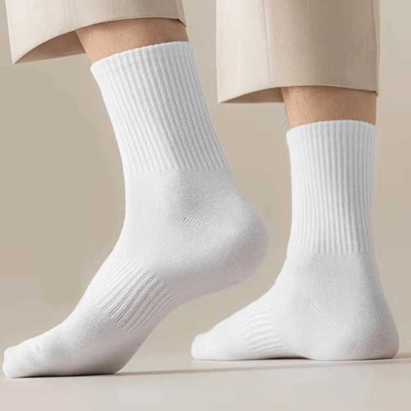 5Pairs Brand Men Cotton New Style White Socks Men Soft Breathable Sports Long socks Summer Winter for Male Socks Plus Size W250217