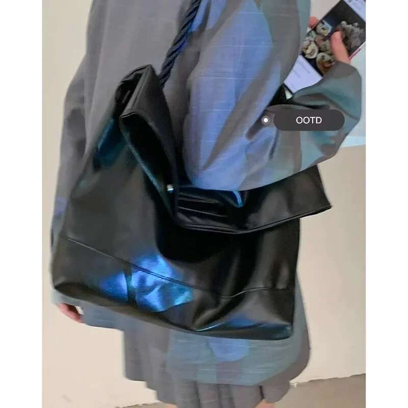 Huge Capacity Women's New Trend South Korea Tote Single Shoulder Crossbody Commuter Bag Soft Leather Portable