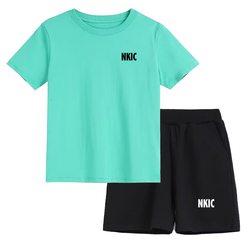 Summer Baby Brand Clothes Set Breathable Sport Football Jogging Green T-Shirts And Shorts 2PCS Suit Children Boy Cotton Tracksuits 2-13 Years