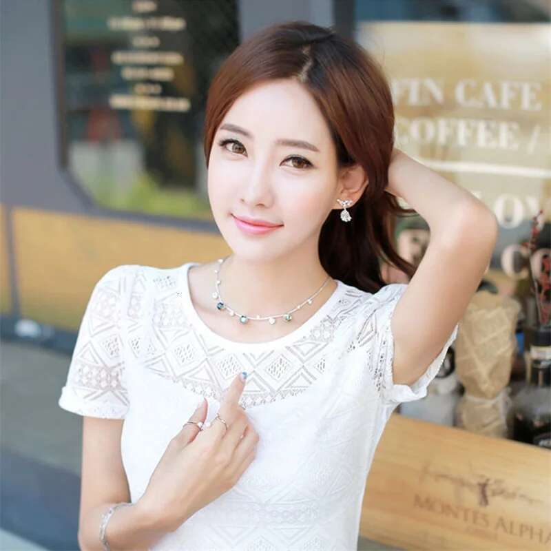 New Women Clothing Chiffon Blouse Lace Crochet Female Korean Shirts Ladies Blusas Shirt White Blouses Slim Fit Tops 2023