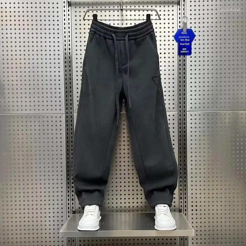 Men's Pants 2025 Autumn Casual Loose Fit Fashionable Sports Trendy Straight Leg Solid Color Versatile Bent Knee