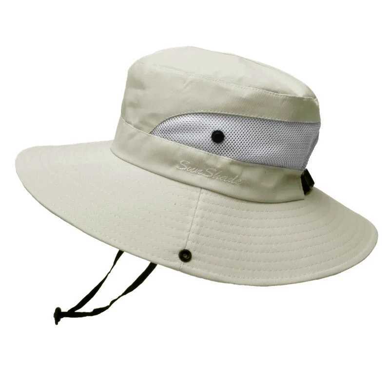 Parent Child Summer Foldable Wide Brim Travel Beach Mesh Sunscreen Fishing Cap Men Women Sun Exposed Ponytail Fisherman Hat V14 W250217