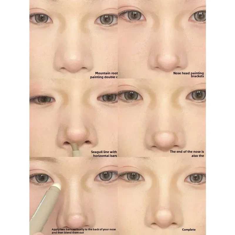 Double Head Contour Stick Bronzer with Brush Face Nose Shadow Cream Contour Pen Waterproof Lasting Contouring Makeup CosmeticsW250217