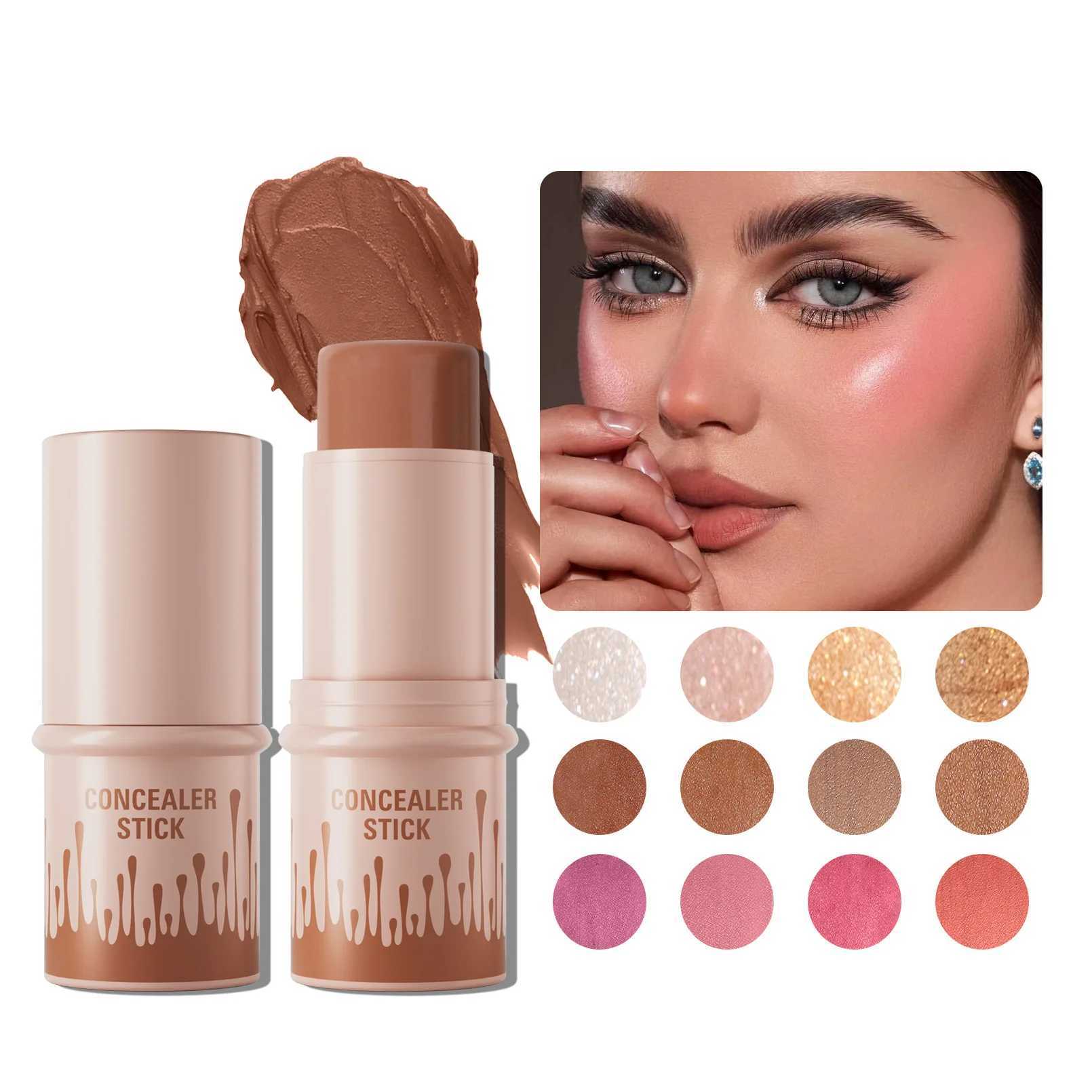 Makeup Face Contouring Bronzer Stick Highlighter 2 in 1 Matte Glitter Brightening Silkworm Ber Rouge Cream Concealer PenW250217